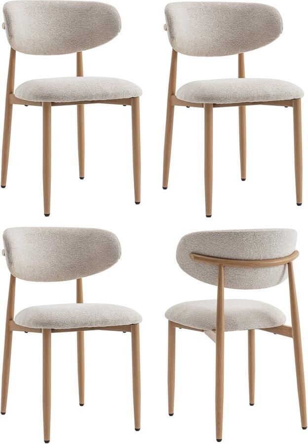 Furnihaus Celia Eetkamerstoelen Beige met metalen poten Set van 4 Ergonomisch ontwerp - Foto 2