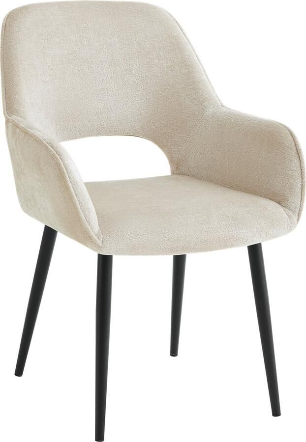 Furnihaus Eetkamerstoel met armleuning Levi Beige Stof
