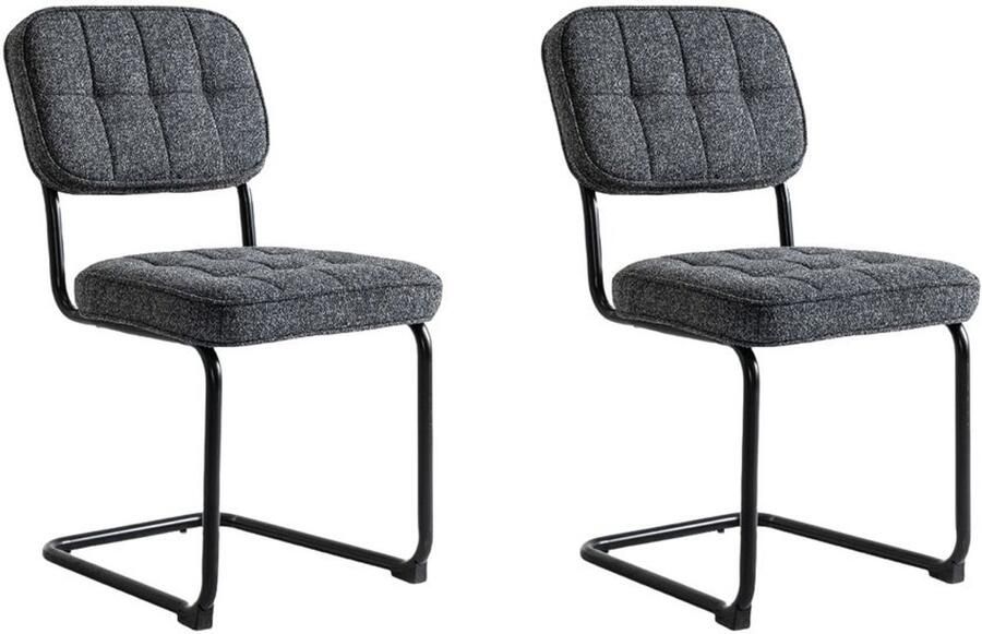 Furnihaus Eetkamerstoelen Flexa Antraciet Stof Set van 2