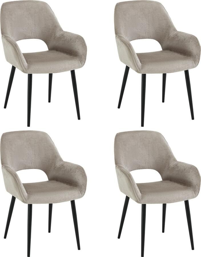 Furnihaus Eetkamerstoelen met armleuning Levi Taupe Stof Set van 4