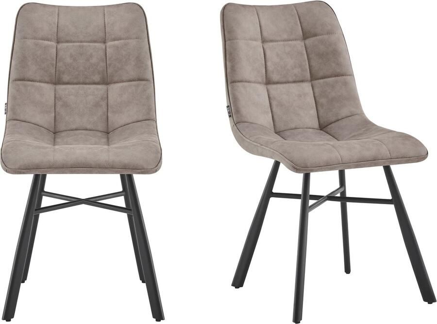 Furnihaus Eetkamerstoelen Set van 2 Dexx Taupe Metaalpoot Microvezel