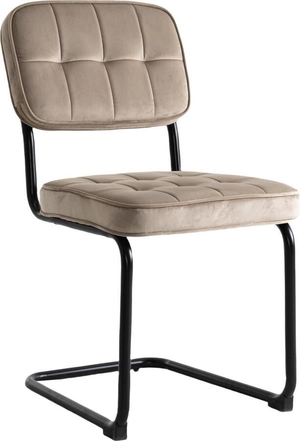 Furnihaus Eetkamerstoelen Set van 2 Flexa Beige Metaalpoot Velvet - Foto 2