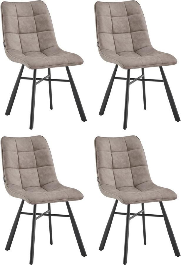Furnihaus Eetkamerstoelen set van 4 Dexx Taupe Microvezel