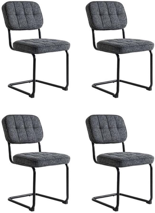 Furnihaus Eetkamerstoelen set van 4 Flexa Antraciet Stof