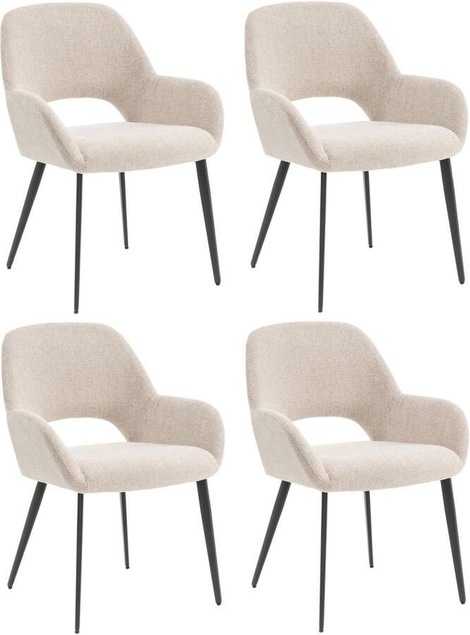 Furnihaus Eetkamerstoelen set van 4 met armleuning Levi Beige Stof