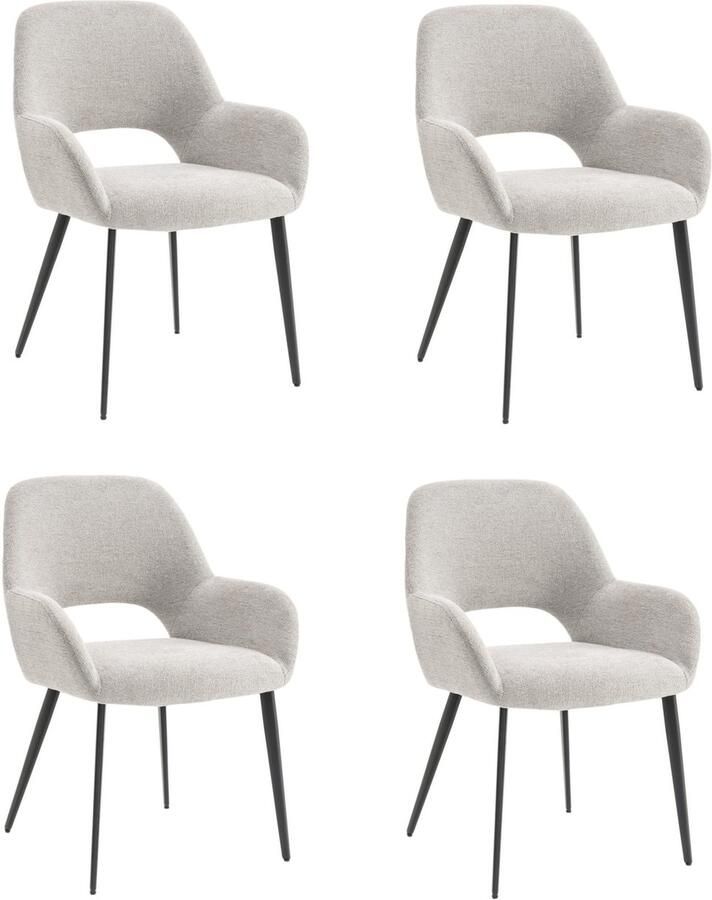 Furnihaus Eetkamerstoelen set van 4 met armleuning Levi Grijs Stof