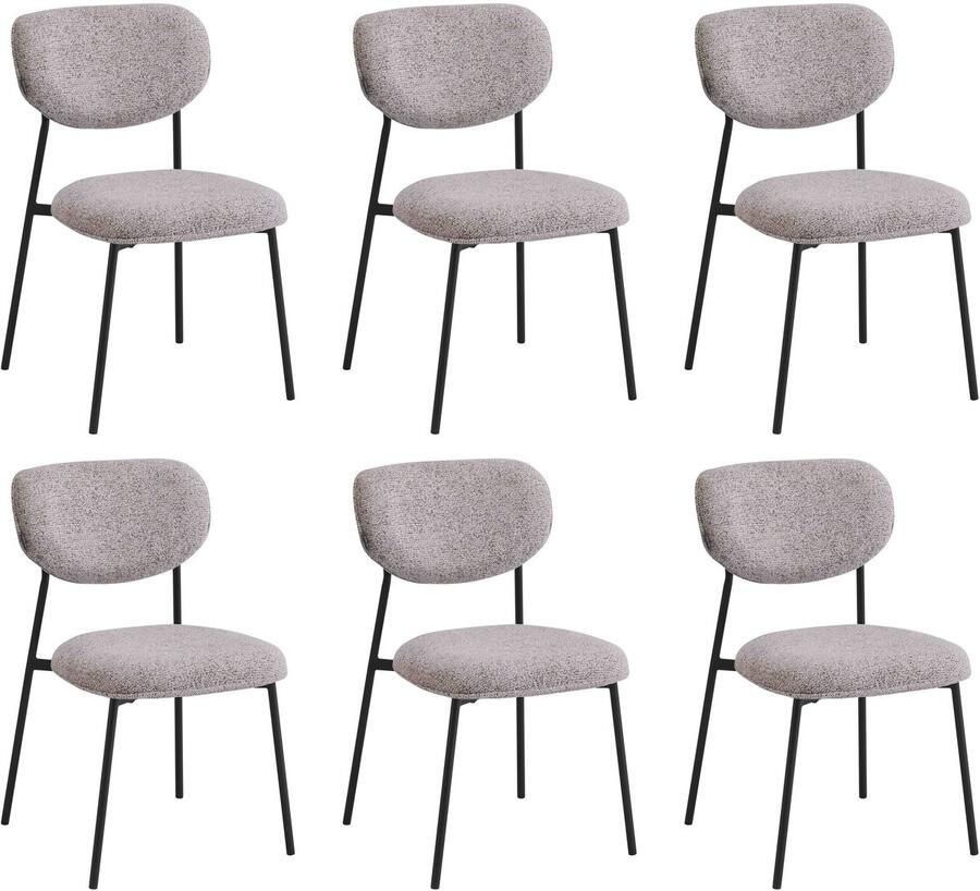 Furnihaus Eetkamerstoelen set van 6 Amalia Bruin Stof