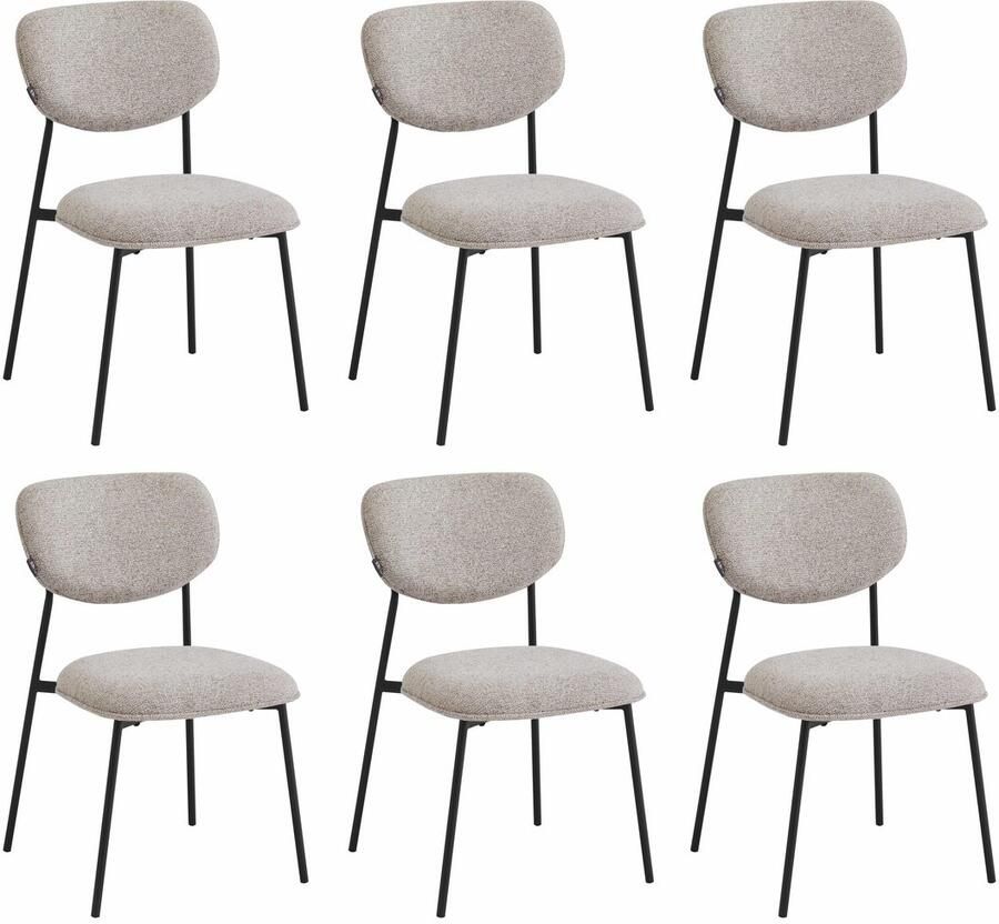 Furnihaus Eetkamerstoelen set van 6 Amalia Taupe Stof