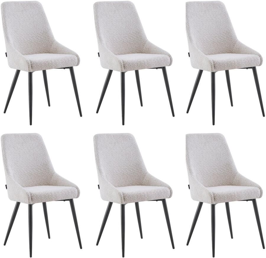 Furnihaus Eetkamerstoelen set van 6 Oscar Beige Boucle
