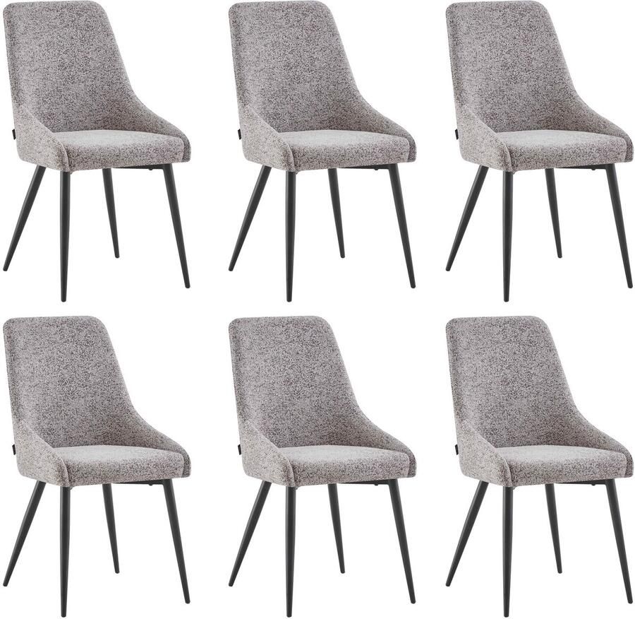 Furnihaus Eetkamerstoelen set van 6 Oscar Bruin Stof