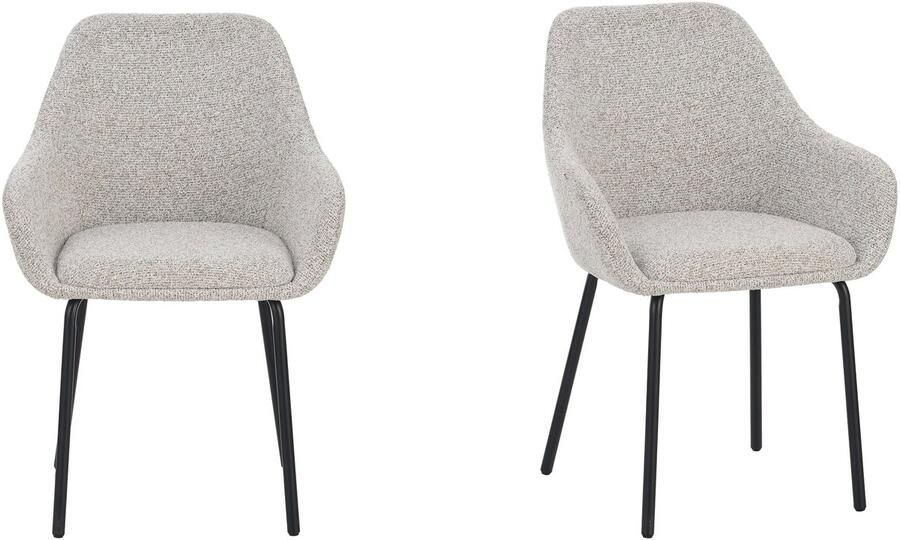 Furnihaus Lucy Eetkamerstoelen met armleuning set van 2 Beige stof