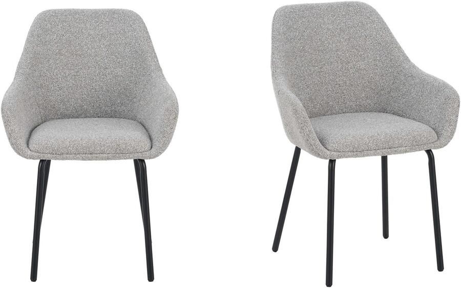 Furnihaus Eetkamerstoelen Lucy Grijs Stof Set van 2 met armleuning