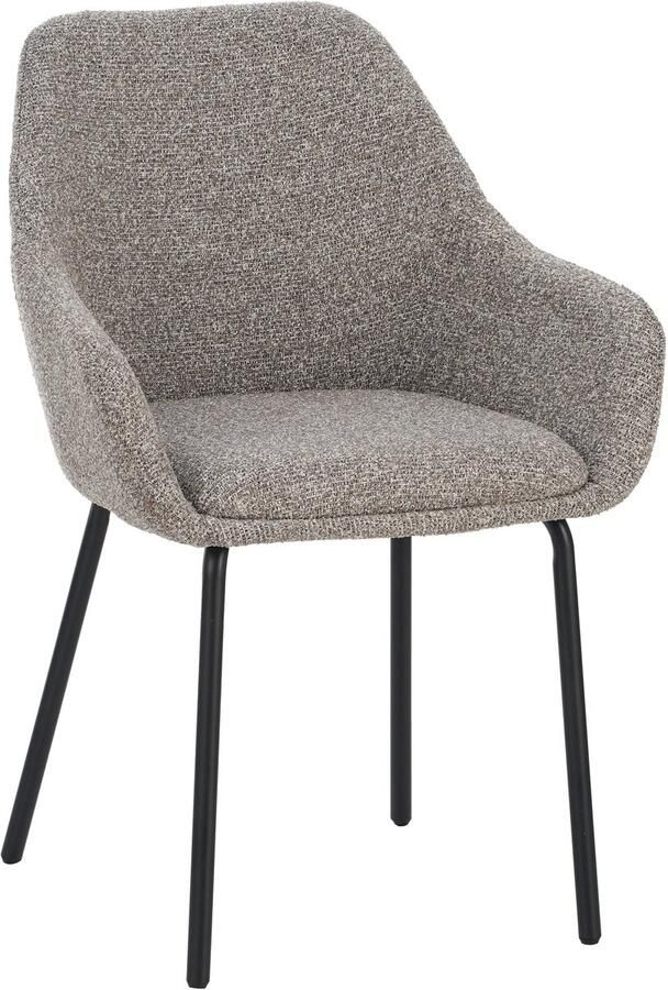 Furnihaus Lucy Eetkamerstoelen set van 6 met armleuning Taupe Stof - Foto 2