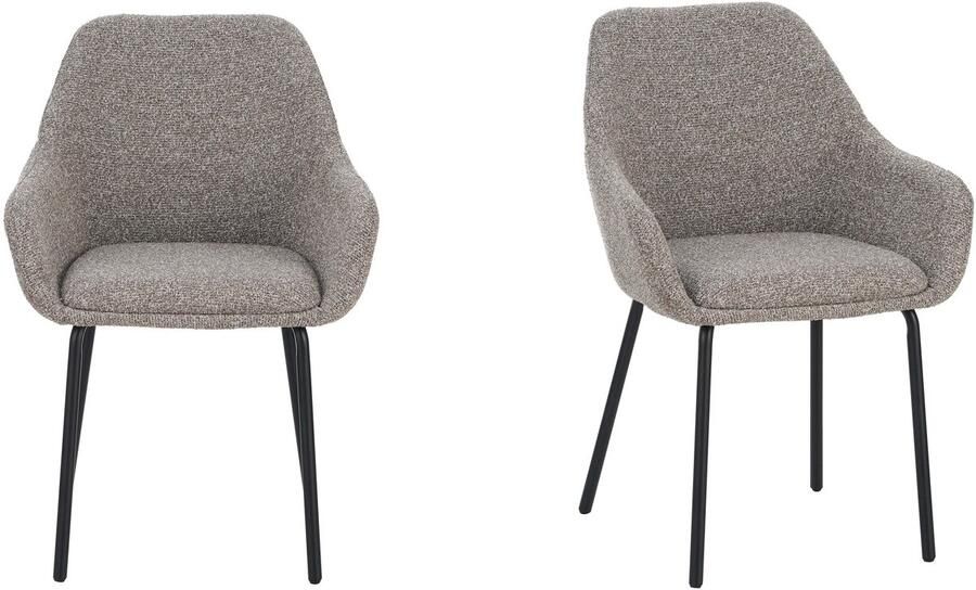 Furnihaus Lucy Eetkamerstoelen set van 2 met armleuning Taupe Stof