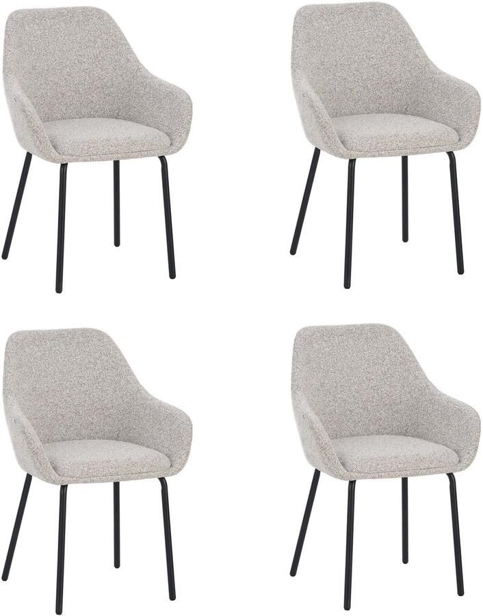 Furnihaus Lucy Eetkamerstoelen set van 4 Met armleuning Beige Stof
