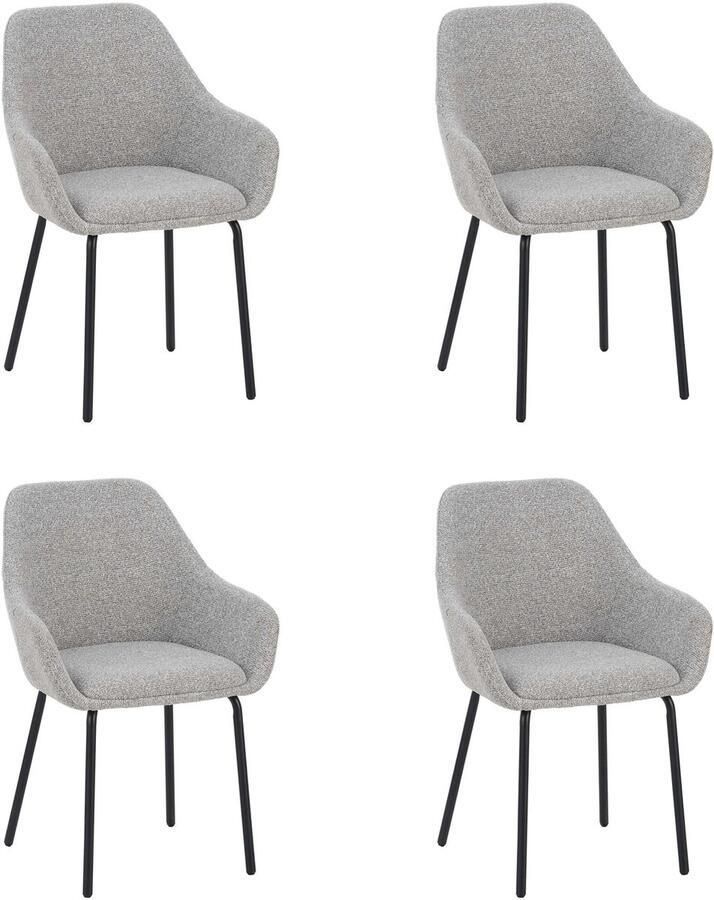 Furnihaus Eetkamerstoelen met armleuning Lucy Grijs Stof Set van 4