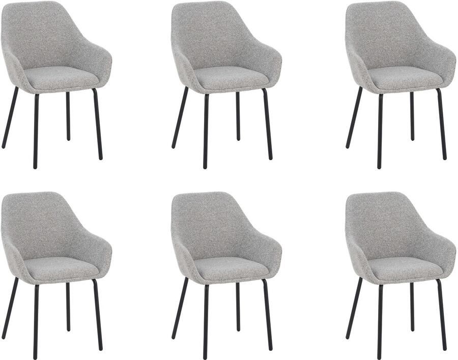 Furnihaus Lucy Eetkamerstoelen set van 6 met armleuning Grijs Stof