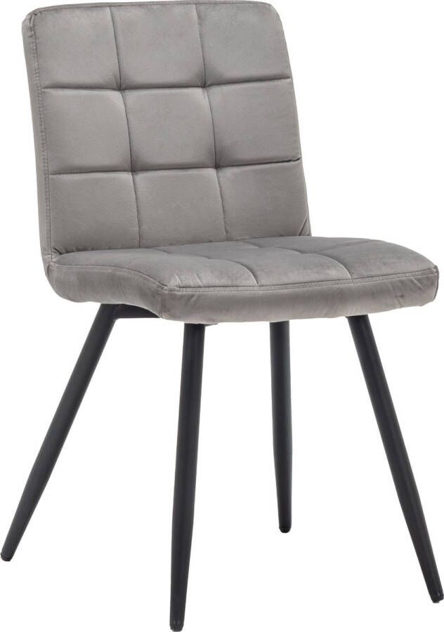 Furnihaus Velvet Eetkamerstoel Collin – Grijs set van 4 Metaalpoot