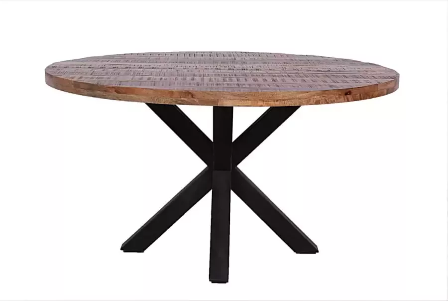 Furnilux Eettafel Spider rond Ø 130 cm massief mangohout houten tafel eetkamertafel