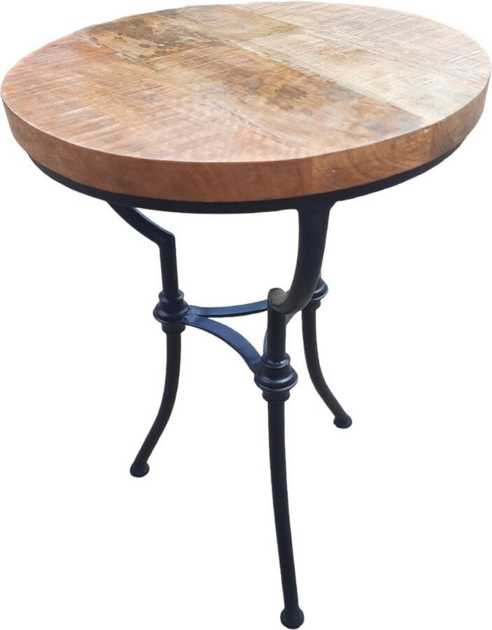 Furnilux Bijzettafel Waai mangohout zwart stalen onderstel 43 x 43 x 64 cm