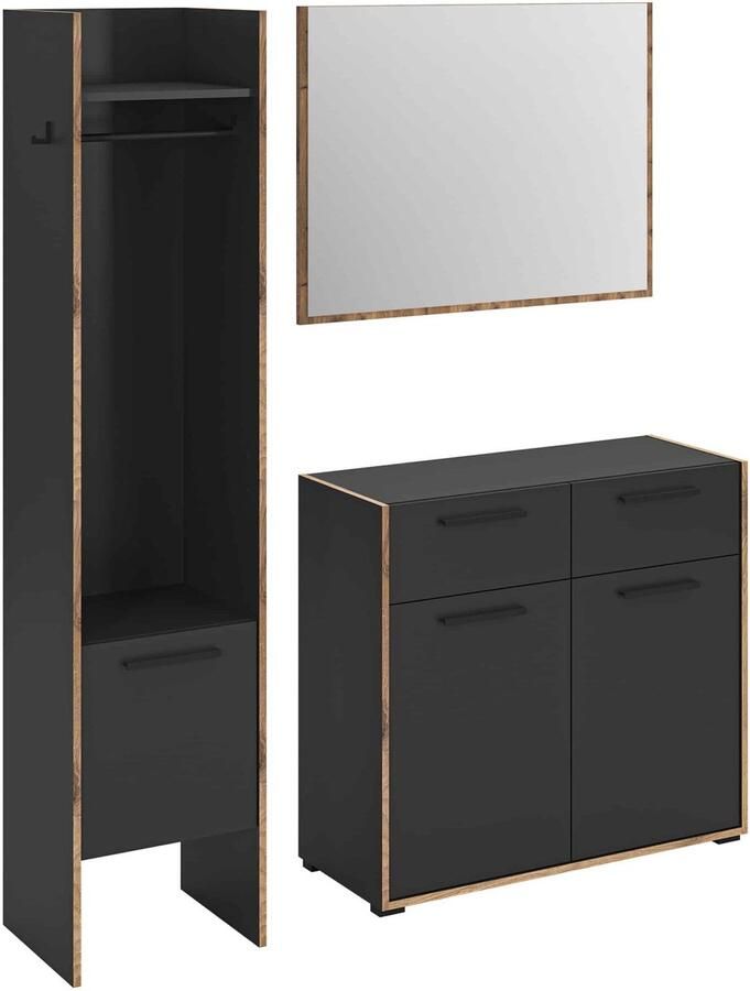 Furnilux Bueno Garderobekast Basalt Melamine Trim NoxOak NB 37x152x189cm