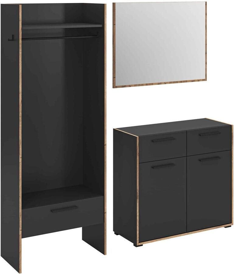 Furnilux Bueno Garderobekast Basalt Melamine Trim NoxOak NB 37x180x189cm