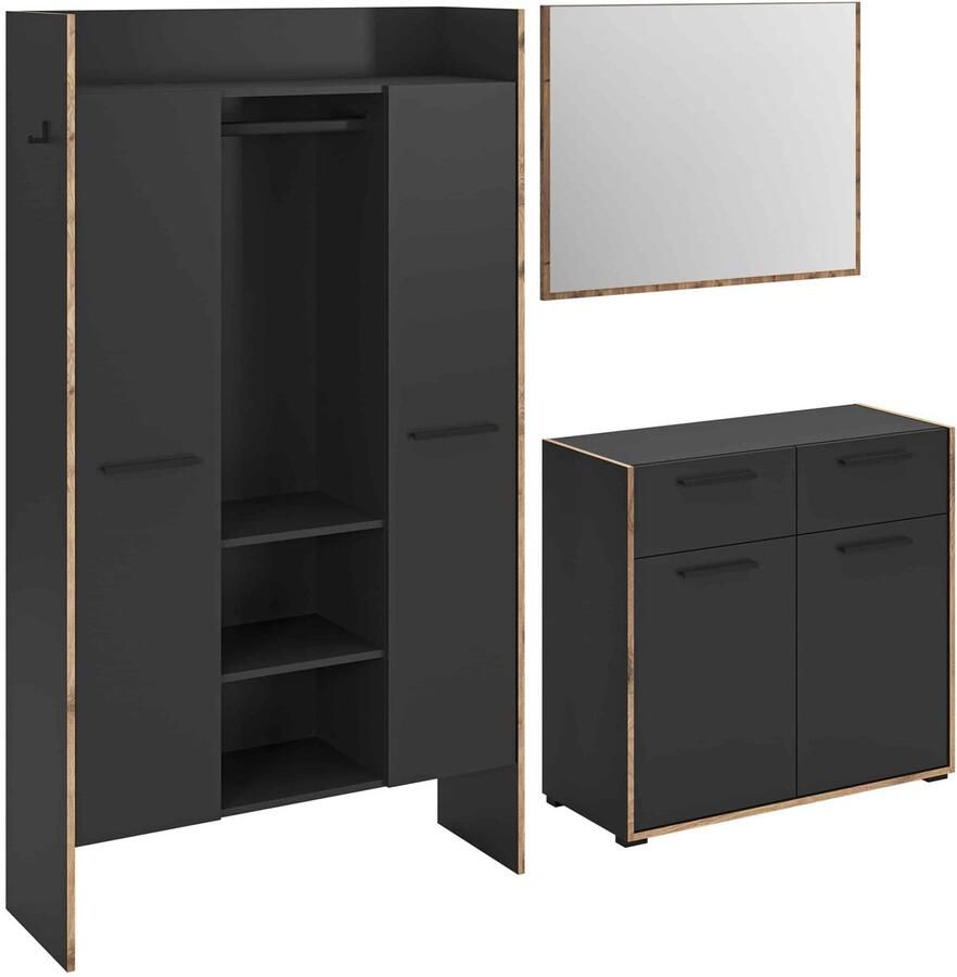 Furnilux Bueno Garderobekast Basalt Melamine Trim NoxOak NB 37x215x189cm