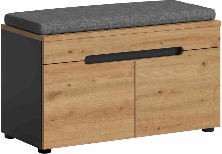 Furnilux Canu bank inclusief zitkussen Artisan NB Basaltgrijs NB 37x80x45cm