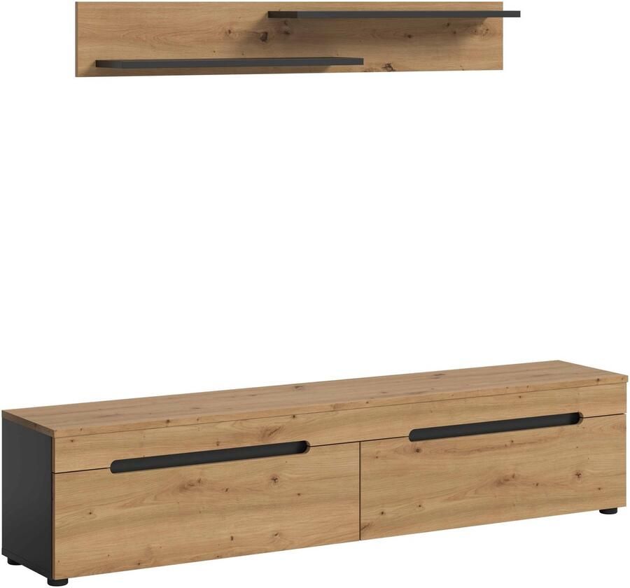 Furnilux Canu Lowboard + Wallboard staand-hangend Artisan NB Basaltgrijs NB Abs. Artisan NB 33x170x38cm