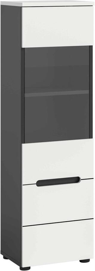 Furnilux Canu vitrinekast staand-hangend wit NB Basalt NB Abs. wit NB 33x36x125cm