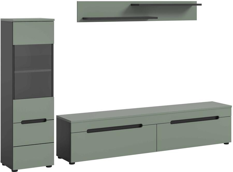 Furnilux Canu wandcombinatie staand-hangend Smoke Green NB Basaltgrijs NB Abs. Smoke Green NB 33x221x141cm
