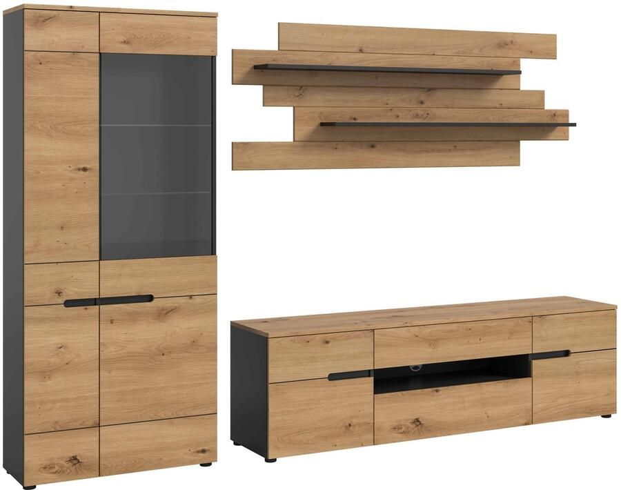 Furnilux Canu woonkamercombinatie Artisan NB Basaltgrijs NB 44x280x190cm