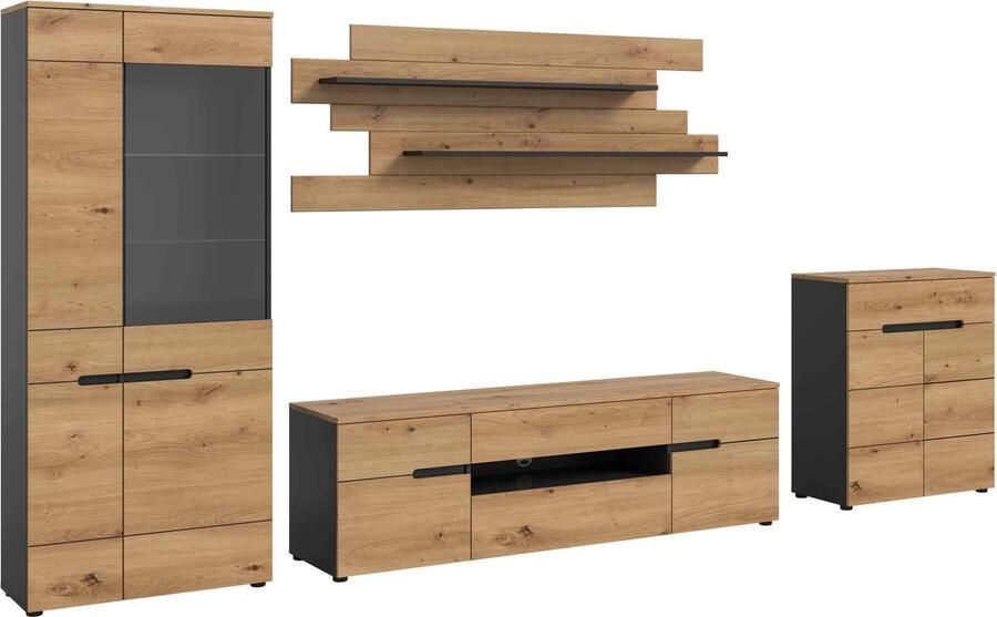 Furnilux Canu woonkamercombinatie Artisan NB Basaltgrijs NB 44x375x190cm