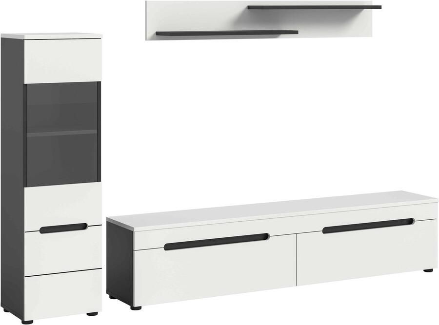 Furnilux Canu woonkamercombinatie staand-hangend wit NB Basalt NB Abs. wit NB 33x221x141cm