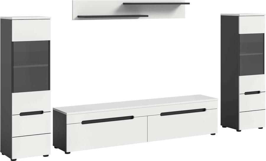Furnilux Canu woonkamercombinatie staand-hangend wit NB Basalt NB Abs. wit NB 33x272x141cm