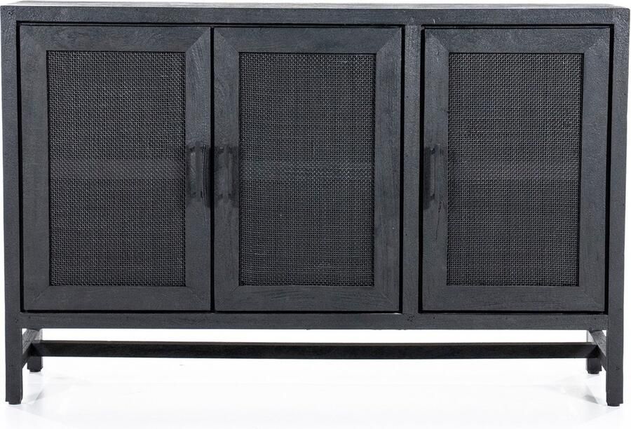 Furnilux Dressoir Zwart met rotan webbing