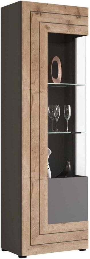 Furnilux Freno vitrinekast inclusief verlichting grijs Nox Eiken NB 37x60x194cm