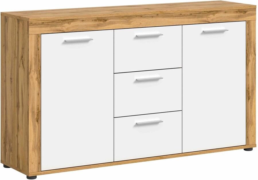 Furnilux Jam dressoir wit melamine Wotan eiken NB 35x125x80cm