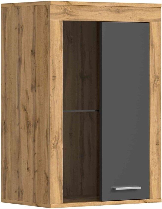 Furnilux Jam hang staande vitrinekast grijs melamine Wotan Eiken NB 35x60x86cm