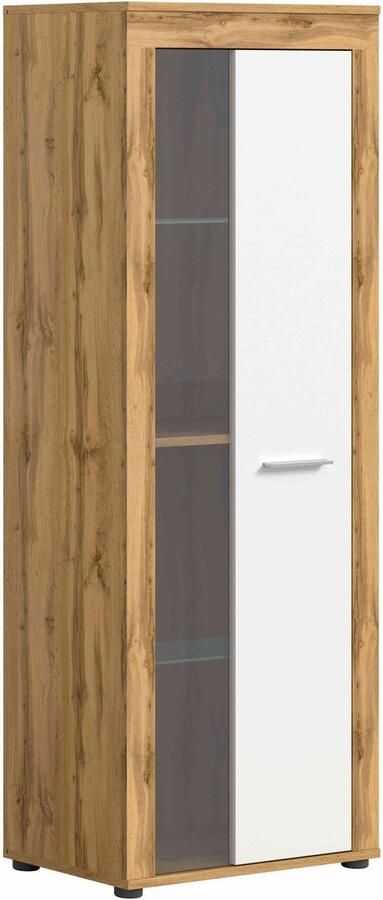 Furnilux Jam vitrinekast wit melamine Wotan eiken NB 35x60x159cm