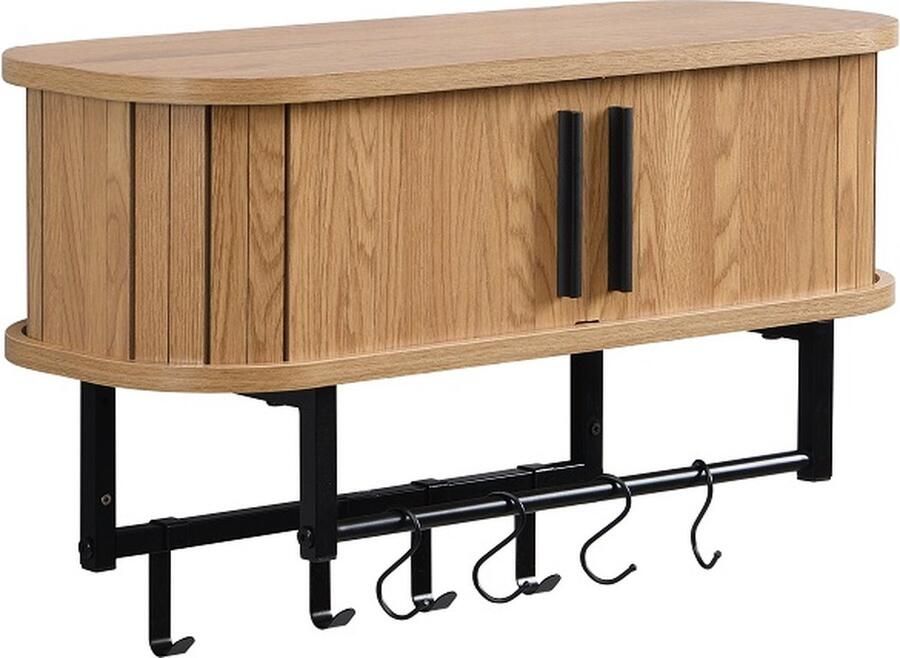 Furnilux kapstok 60 x 24 x 32 cm Smal Wandkapstok Kiruna 8 haken Licht Eiken