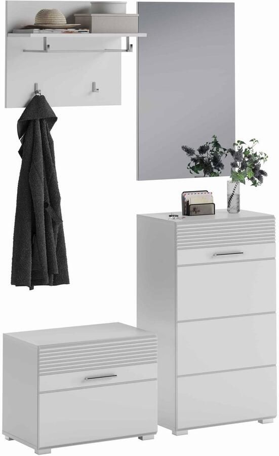 Furnilux Linus garderobekastcombinatie wit hoogglans MDF TZ 37x115x197cm