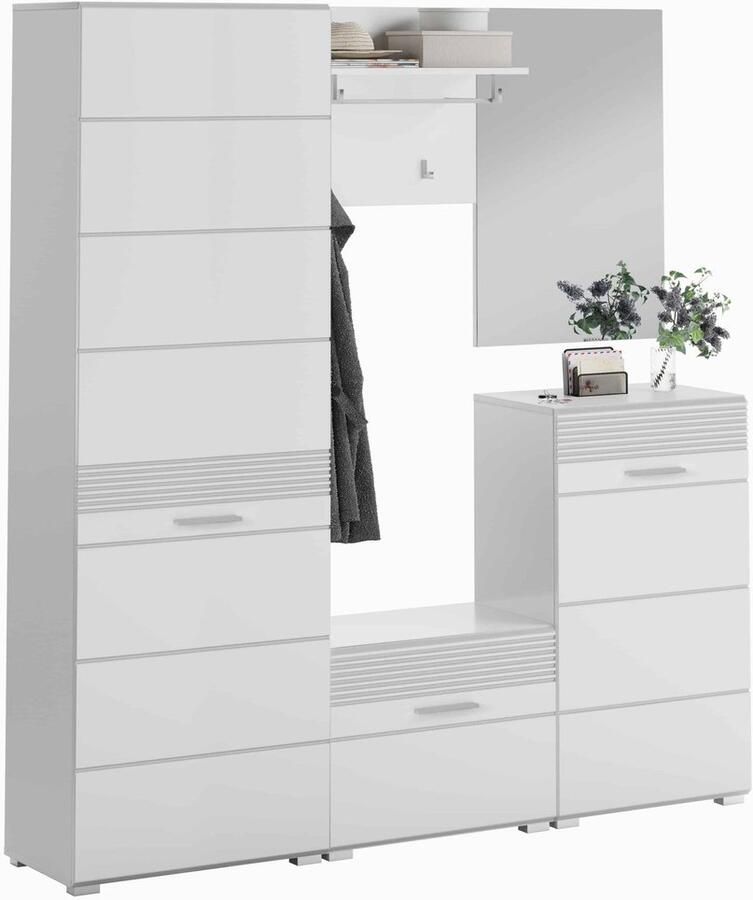 Furnilux Linus garderobekastcombinatie wit hoogglans MDF TZ 37x170x197cm