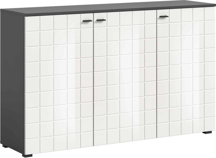 Furnilux Monte ladekast wit hoogglans MDF TZ grijs NB 37x138x86cm