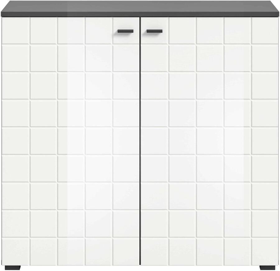 Furnilux Monte ladekast wit hoogglans MDF TZ grijs NB 37x92x86cm