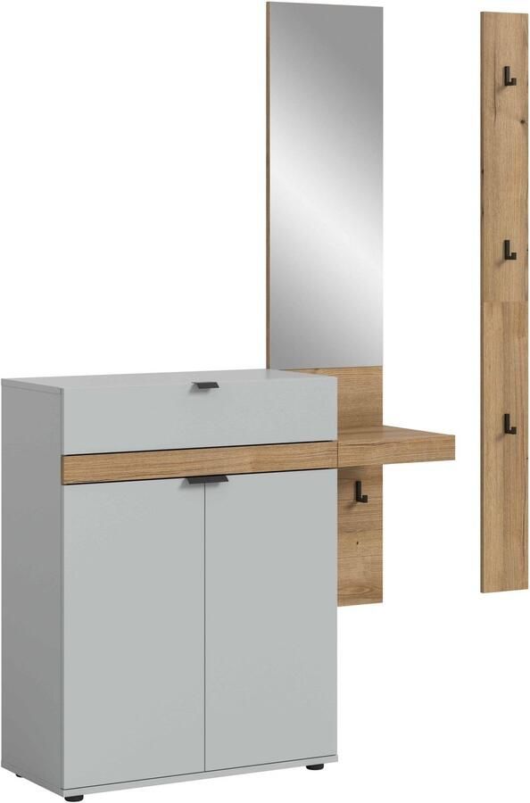 Furnilux Naro garderobekastcombinatie lichtgrijs NB lichtgrijs NB Abs. Evoke Oak NB 37x148x194cm