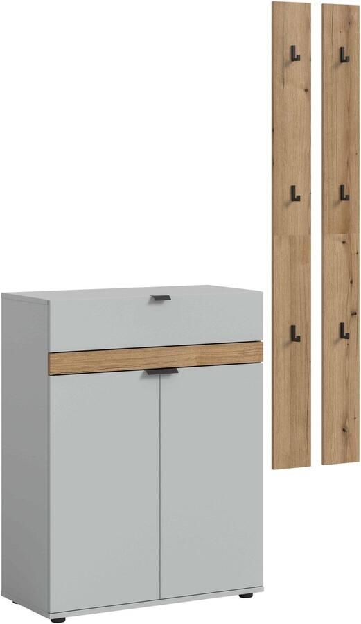 Furnilux Naro garderobekastcombinatie lichtgrijs NB lichtgrijs NB Abs. Evoke Oak NB 37x150x194cm
