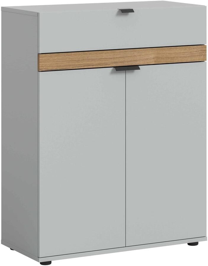 Furnilux Naro GD schoenenkast lichtgrijs NB lichtgrijs NB Abs. Evoke Oak NB 37x75x98cm