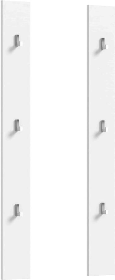 Furnilux ProjektX Wandgarderobe Set Met 2 6 Haken Wit Hoogglans 115cm x 13cm x 3cm