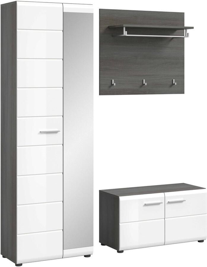 Furnilux Salsa garderobekastcombinatie wit hoogglans MDF TZ rookzilver NB 37x155x192cm